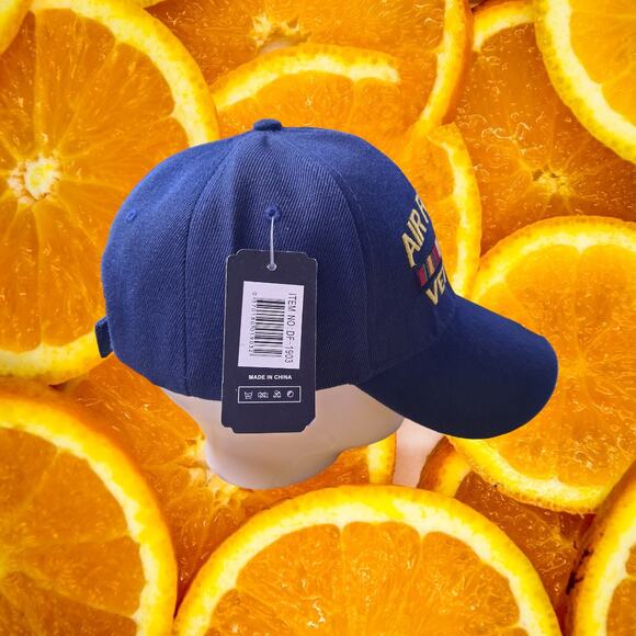 NWT DF Navy Blue Air Force Veteran Hook and Loop‎ Adjustable Baseball Hat Cap - Picture 4 of 6